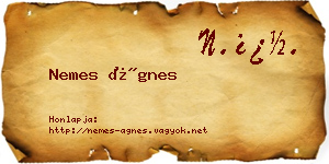 Nemes Ágnes névjegykártya